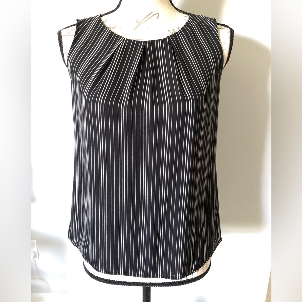 LOFT Black and White Striped Blouse